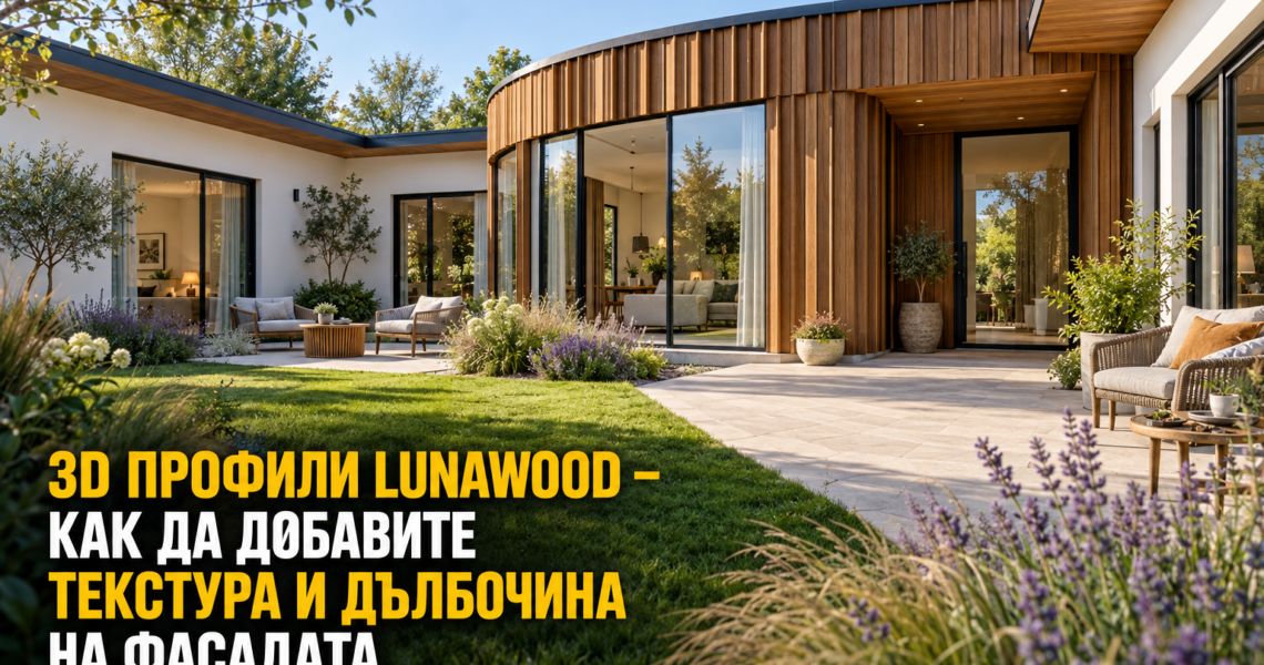 Светла модерна къща с фасада от 3D профили Lunawood